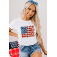 thumbnail image 5 of Women's White Floral Star American Flag Graphic T-Shirt for Casual Summer Style | [ZhiHiMeRi] | (US 20-22)2XL, 5 of 9