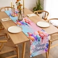 thumbnail image 3 of Happy Birthday Table Runner - 108 Inch Long Colorful Balloons Bow Gradient Modern Blue Cotton and Linen Blended Dress Scarves Farmhouse Table Runner for Kitchen Dining, Coffee Table, 13" x 108", 3 of 8