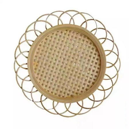 

MEGAWHEELS Bamboo Woven Coaster Handmade Lace Cup Holder Decoration Props
