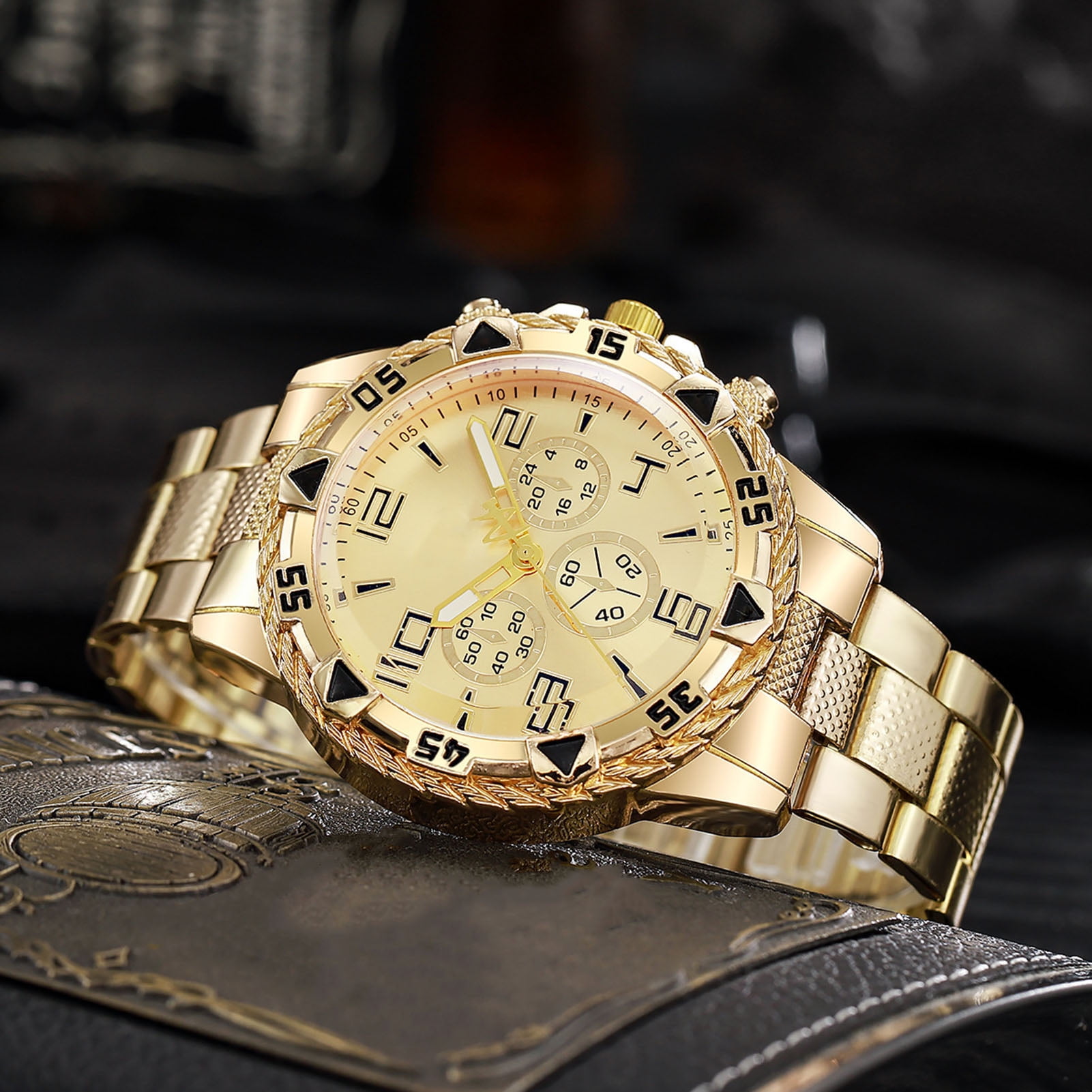 Wharick Men Business Watch Luxury Alloy Strap 3 Hand