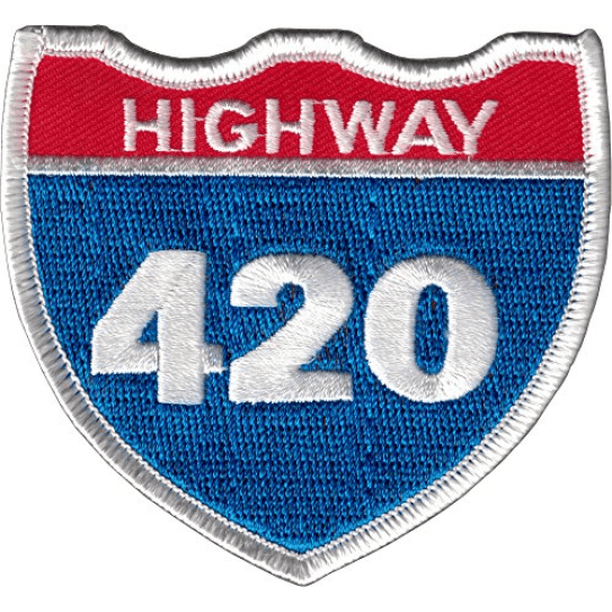 Novelty Iron On Patch Weed Indeed!! Highway 420 Sign Applique