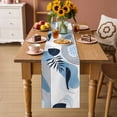 thumbnail image 2 of Blue Bohogeometric Table Runner - 120 Inch Long Bohemia Ethnic Abstract Lines Leaf Cotton and Linen Blended Dress Scarves Farmhouse Table Runner for Kitchen Dining, Coffee Table, 13" x 120", 2 of 8