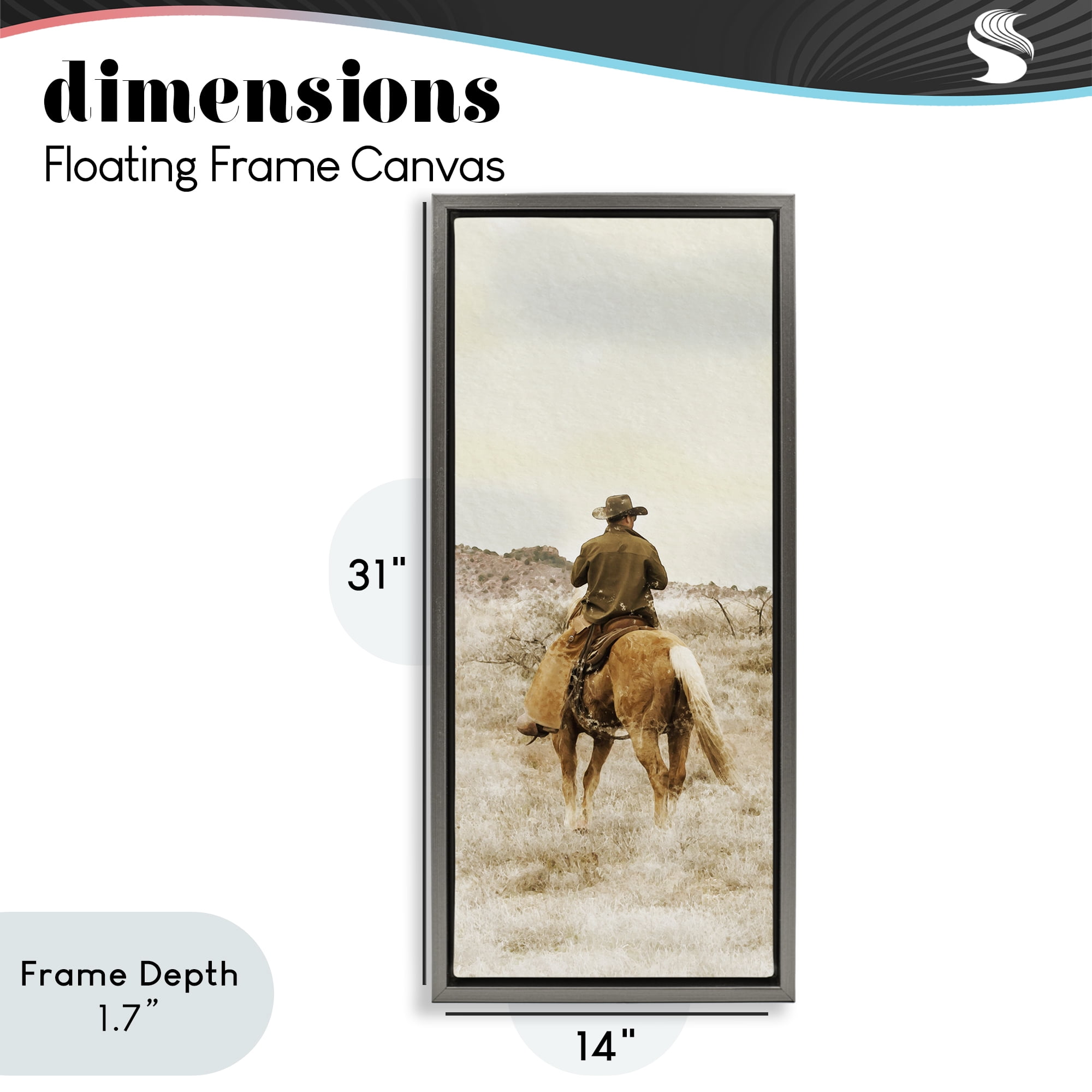 Stupell Industries Wild Wrangling Cowboy Gray Framed Floater Canvas Wall Art, design by Marcus Prime