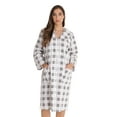 thumbnail image 1 of Dreamcrest Short Sleeve Flannel Duster Housecoat Women Sleepwear 9280-10449-XL (Large, Plaid - Grey), 1 of 3