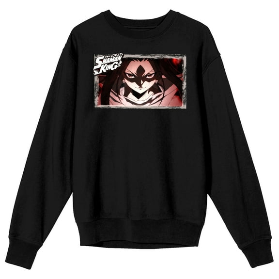 Shaman King Yoh Close Up Crew Neck Long Sleeve Men's Black Sweatshirt-Medium