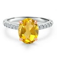 thumbnail image 3 of Gem Stone King 10K Two Tone Gold Yellow Citrine and Lab Grown Diamond Engagement Ring for Women | 1.70 Cttw | Oval 9X7MM | Gemstone November Birthstone | Size 7, 3 of 6