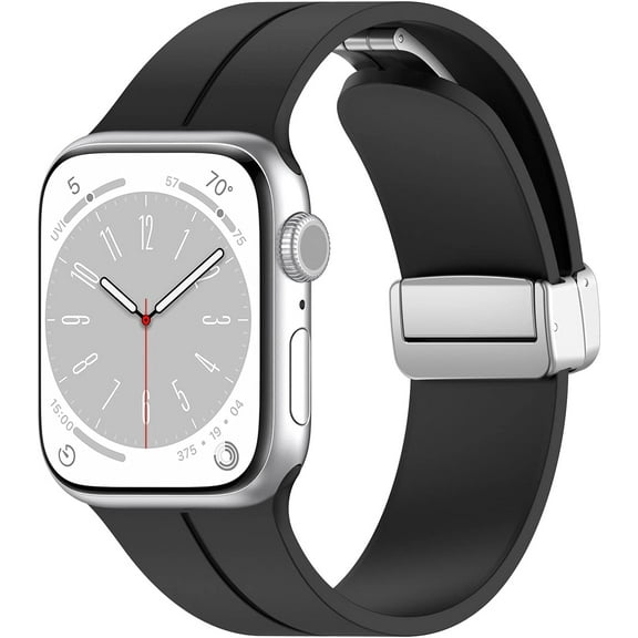 Silicone Bands Compatible with Apple Watch Band 41mm 45mm 49mm 38mm 42mm 40mm 44mm, Replacement Magnetic Clasp Soft Watch Strap for iWatch Series 9 8 7 6 5 4 3 2 1/Ultra 2/SE/Ultra Straps Women Men