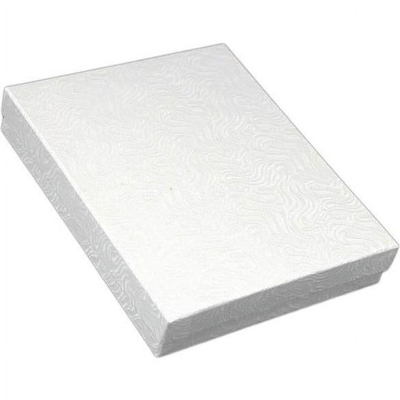 White Swirl Cotton Jewelry Necklace Gift Box Display 6 1/8"