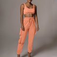 thumbnail image 2 of REORIAFEE Gym Outfits for Women Set Summer Outfit Women Casual Summer Round Neck Sleeveless Tops Long Pants Suit Orange L, 2 of 7