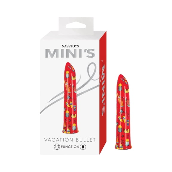 Nasstoys Mini's Vacation Rechargeable Bullet Vibrator, Red/Multicolor