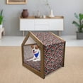 thumbnail image 3 of Strawberry Pet House, Fresh Summer Fruits Blooming Daisies Pattern on Dark Backdrop, Outdoor & Indoor Portable Dog Kennel with Pillow and Cover, 5 Sizes, Jade Green Scarlet, by Ambesonne, 3 of 5