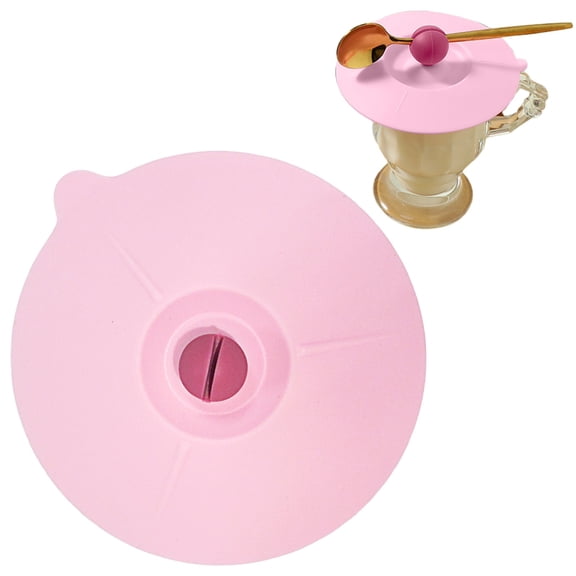 Silicone Cup Cover, Reusable Pink Silicone Mug and Cup Lids, Universal Beverage Sealing Lid for Hot and Cold Drinks, Tea and Coffee Cup Cover, 12*12cm