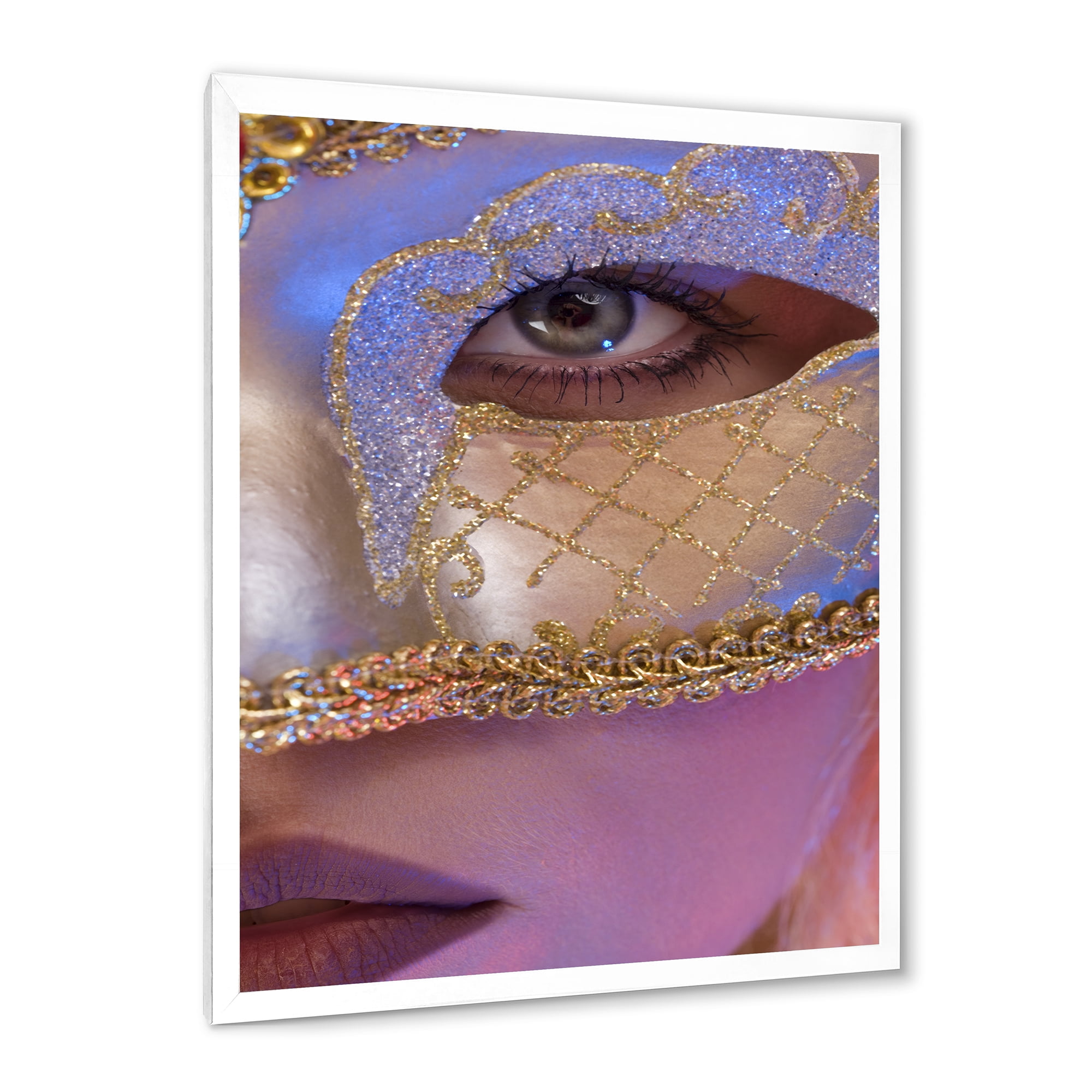 Designart 'Venetian Mask On Female Face' Modern Framed Art Print