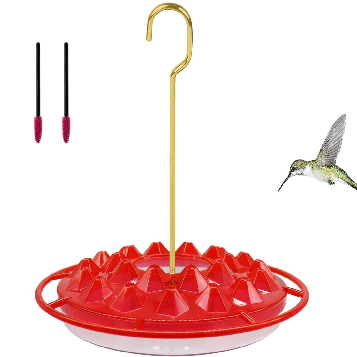 Hummingbird Feeder with Perch & Integrated Ant Moat 25 Feeding Port for