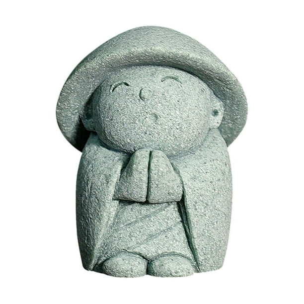 Figura de monje japonés, adorno de escritorio, mascota de té, mini estatua, escultura de Buda para Luciendo un sombrero