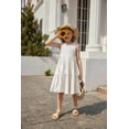 thumbnail image 4 of Arshiner Dresses for Girls Toddler Elastic Waist Loose Dress Summer Tiered Flowy Midi Dress Toddler Girl Dress, 4 of 6