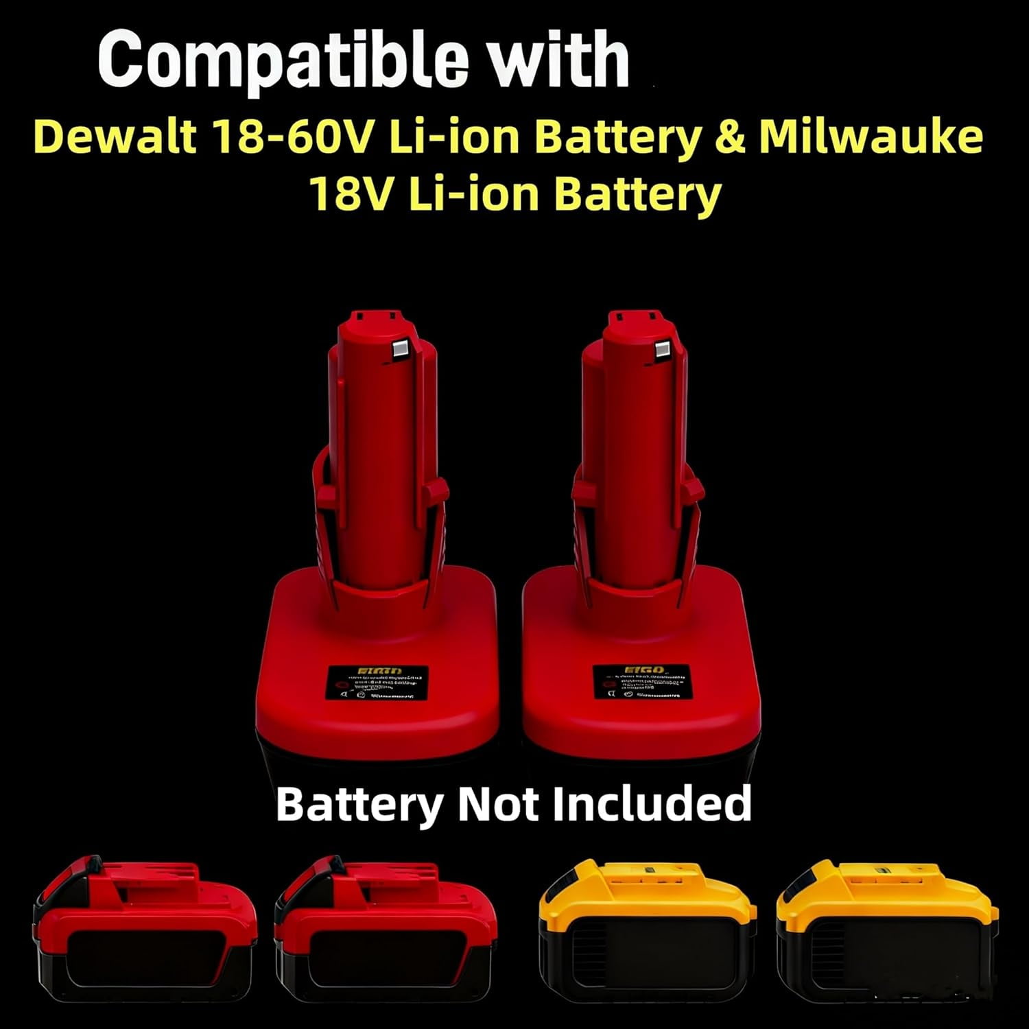 1 Pack Battery Adapter for Mil*wau*ke M-18 to M-12, DM20M12 Adapter Convert for De*walt 18-60V to Replace for Mil*wau*kee 18V Battery Work for Mil*wau*kee M-12 12V Power Tools