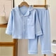 thumbnail image 2 of Odeerbi 3-16 Años Niños Niñas Pijamas de Algodón Con Solapa de Muesca Tops de Manga Larga Pantalones Conjunto Suave Sleepwear Dos Piezas Pijama Sets, 2 of 4
