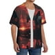 thumbnail image 2 of Balery Lone Rider Under Red Sky Camisa Casual de Manga Corta con Botones para Hombre, Texturizada, Estilo Cubano, para Playa, Verano-4X-Large, 2 of 5