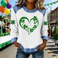 thumbnail image 5 of St Patricks Day Shirt Women Irish Shamrock Pullover Green Tops Long Sleeve Crewneck Demin Saint Patty's Sweatshirts, 5 of 5