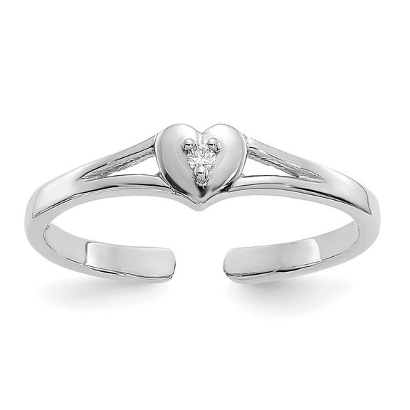 14k White Gold Ring Toe Diamond 0.01 ct .01ct Heart
