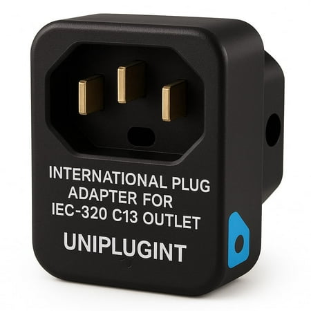 Universal IEC-320 C13 Outlet Plug Adapter for International Power Cords – Heavy-Duty Converter for Global Electrical Devices (Over 1 LB) UNIPLUGINT