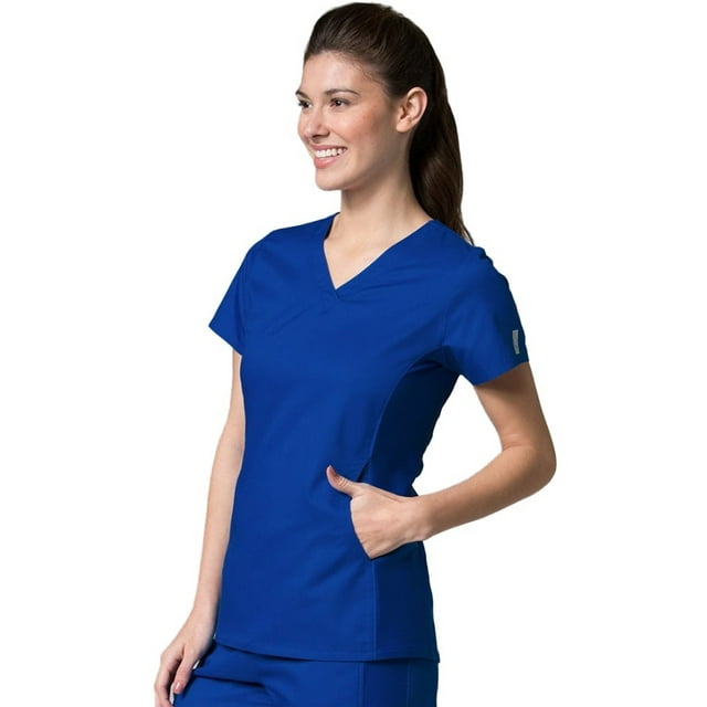 EON Womens Coolmax Mesh Panel V-Neck Solid Scrub Top