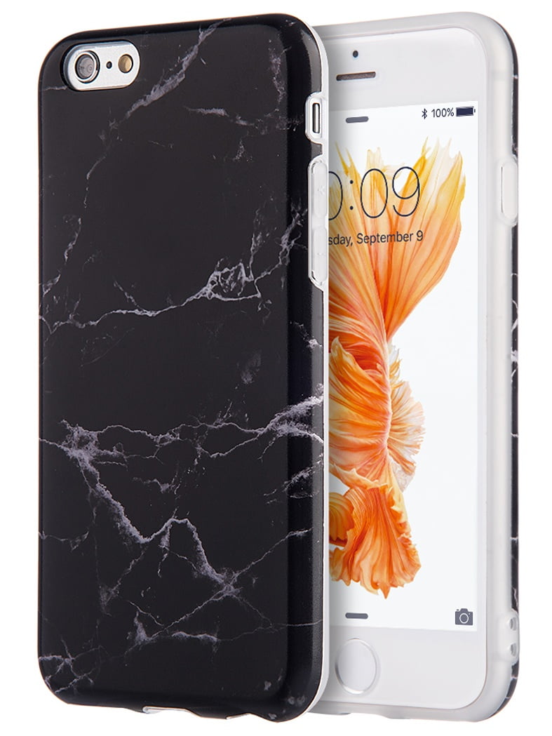Apple Iphone 6 / 6S Marble IMD Soft TPU Case Black