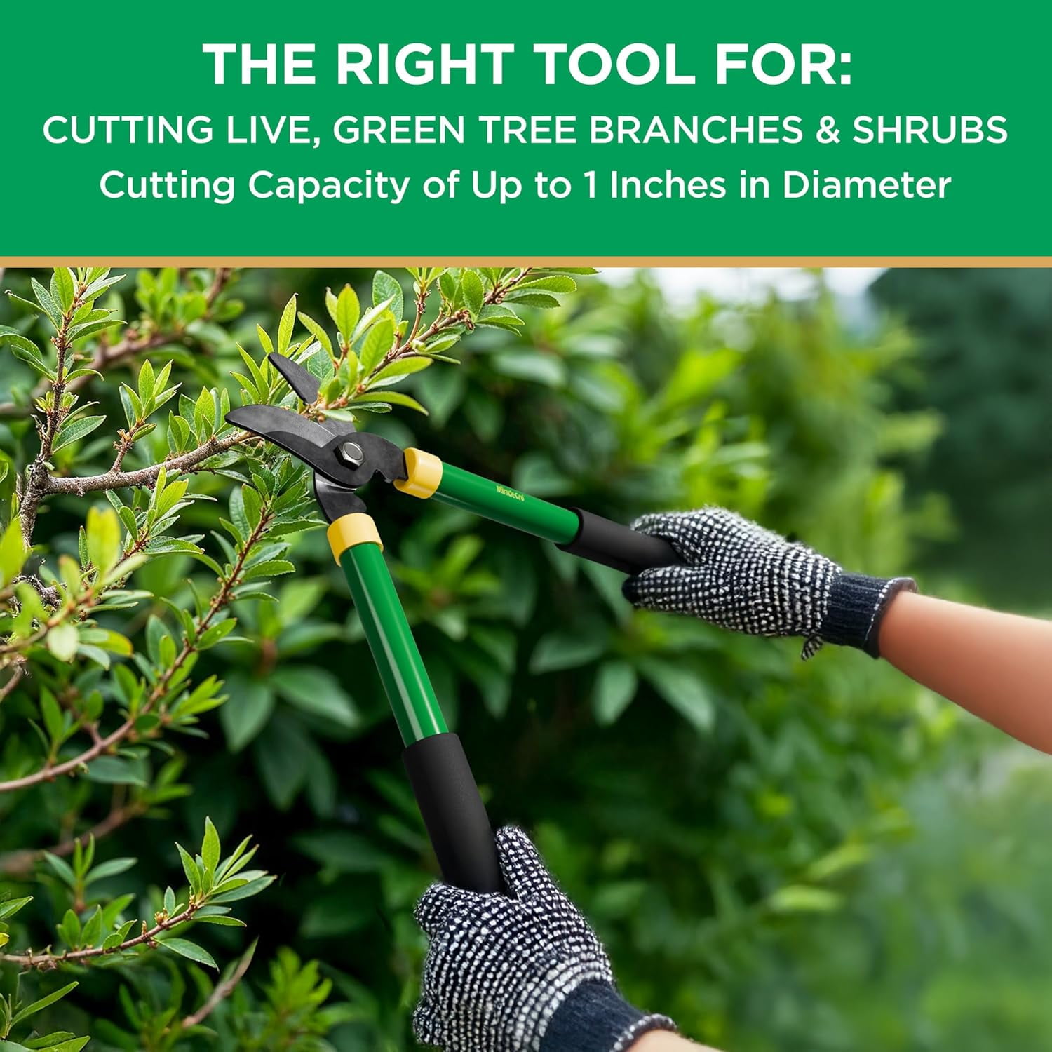 Miracle-Gro 15 in. Bypass Lopper, Carbon Steel Blade, 1 in. Cutting Capacity & Comfort Grip Handles