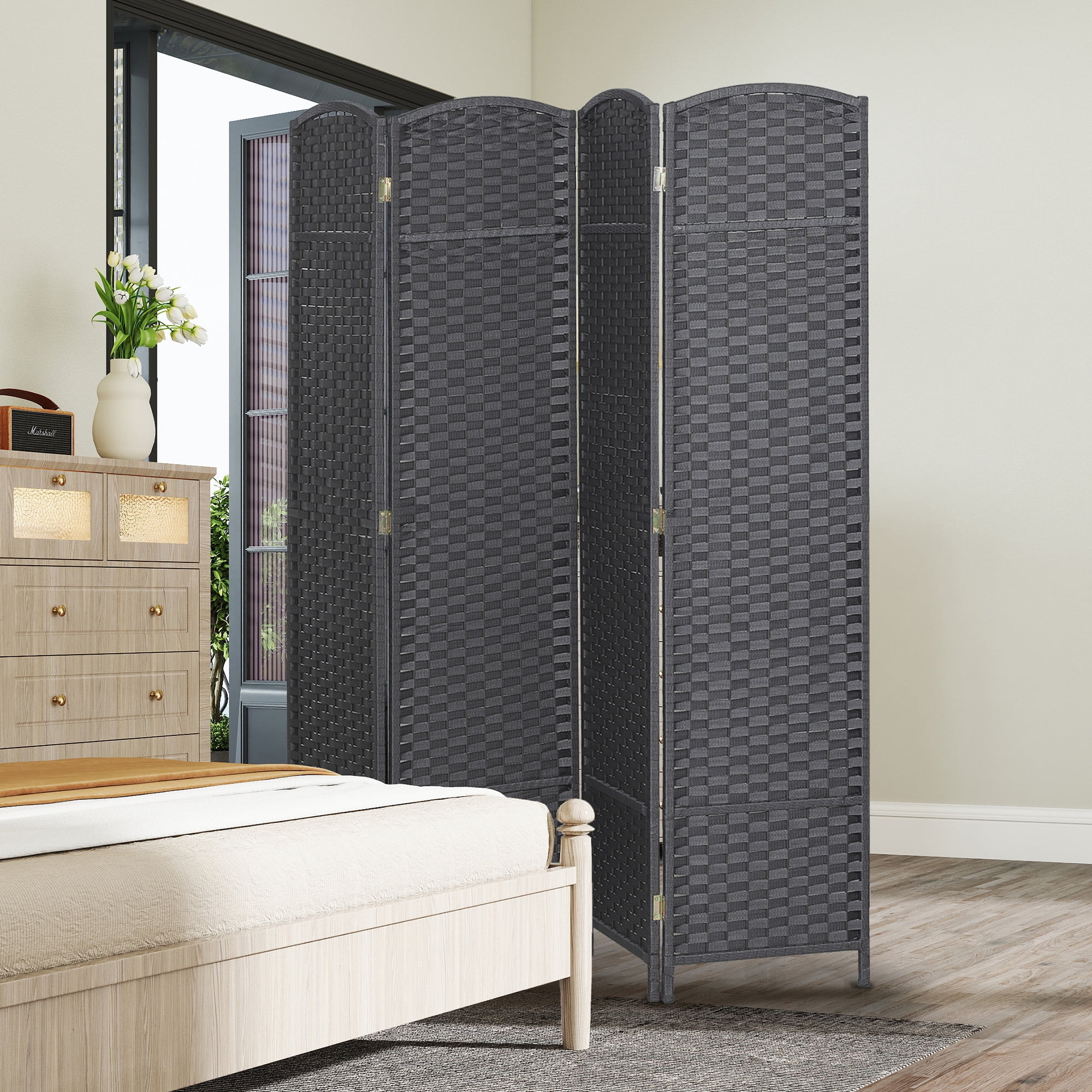 HOMCOM 4 Panel Room Divider Freestanding Folding Privacy Screen, Gray