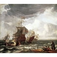 thumbnail image 2 of Backhuysen, Ludolf 23x20 Black Ornate Wood Framed with Double Matting Museum Art Print Titled - Dutch Warships, 2 of 4