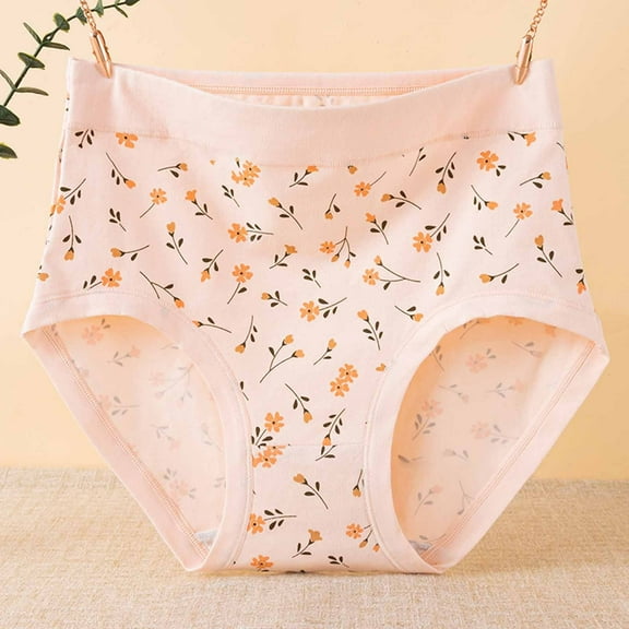 jobturf Women Underwear Floral Printed High Waisted Soft Briefs Full Coverage Comfort Breathable Seamless Panties