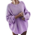 thumbnail image 3 of Ogiraw Womens Tops Sweaters for Women Knit Sweater for Women Women's Winter New Solid Knitted Loose Sleeve Large Sweater Coat Purple, 3 of 6