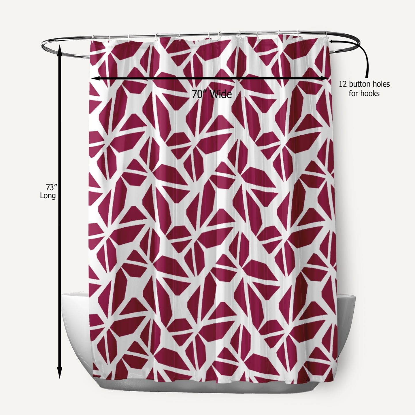 Simply Daisy 70" W x 73" L Kaleidoscope Graffiti Polyester Shower Curtain, Plum [1 Ct]