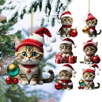 BGZLEU 4Pcs Christmas Tree Ornaments Cat Hanging Decorations, Christmas Tree Decorative Pendant, Cat Ornaments for Christmas Tree Ornaments Set, Cat Decor for Cat Lovers Home Decor Gifts