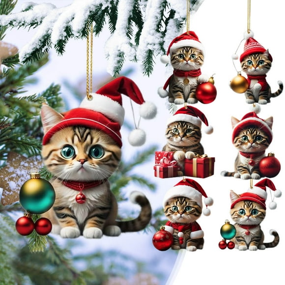 6pc Christmas Tree Ornament 2024 Christmas Ornament 2024 Acrylic Christmas Pendant Hanging Ornaments For For Christmas Tree Holidays Party Car Home Decor