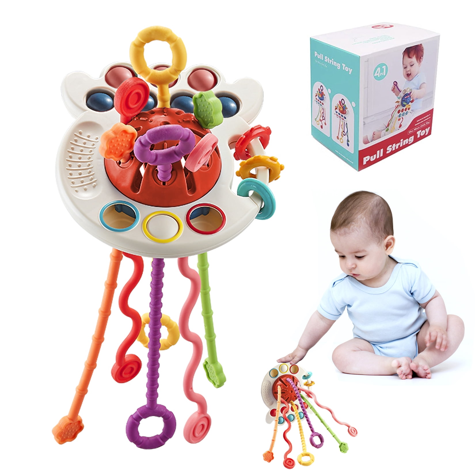 Baby Girl Toys 1218 Months, Silicone Pull String Montessori Sensory