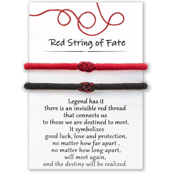 Matching Bracelets for Couples Him Boyfriend, Red String of Fate Long Distance Relationship Gift Ideas for Girlfriend Her