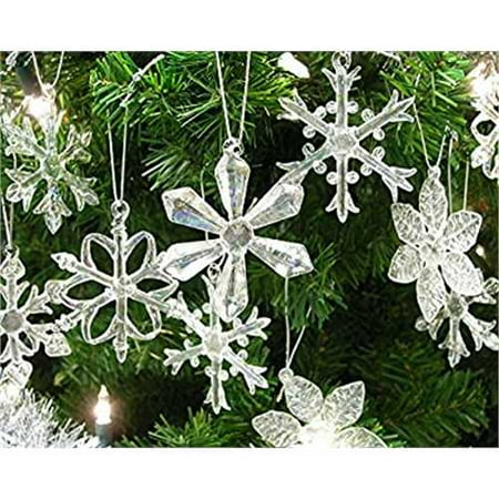 Iridescent Set - Glass Iridescent Snowflake Ornaments - Boxed Set of 12 Snowflakes in 6 Different Patterns - 2.5D