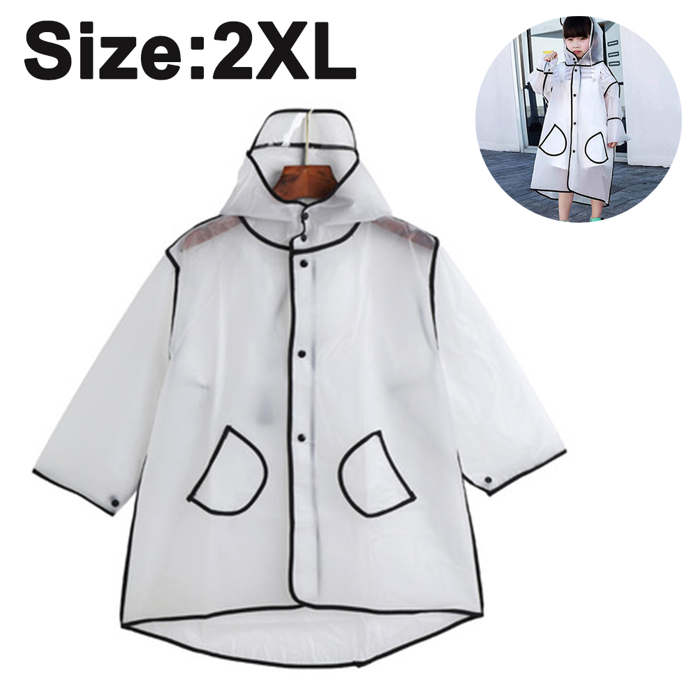 Kids Rain Coat, Colored Rain Poncho Wrinkle Free Hooded Rainwear for Boys Girls Age 6-12 - image 1 of 9