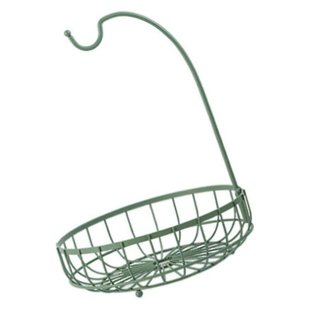 Iron Fruit Basket Bowl Countertop Banana Hanger Storage Green fruit