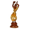 thumbnail image 3 of Brass World Lady Dancing Brass Rare Brown & Gold Finish Statue for Home Decor Indian Culture Apsara Showpiece Antique Style Women Idol in Brass Decor Gift 11 Inches, 3 of 6