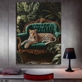 thumbnail image 6 of Mudket Leopard on Green Sofa Tropical Jungle Canvas Wall Art, Vintage Botanical Wildlife Wall Prints Waterproof Canvas for Living Room Sunroom Home Decor , Framed Ready to Hang - 12"L x 8"W, 6 of 9