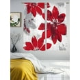 thumbnail image 2 of Red Floral Sheer Curtains 72 inches Long 2 Panels Set Vintage Flowers Sheer Window Curtain Rod Pocket Voile Drapes for Living Room/Bedroom, Each 52" W x 72" L, 2 of 7