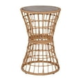 thumbnail image 2 of BizChair Indoor/Outdoor Natural Finish Rattan Rope Table with Acacia Wood Top, Fade and Weather Resistant, 2 of 10