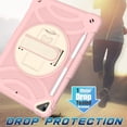 thumbnail image 5 of Allytechgroup kids Case for iPad 9th/ 8th/ 7th Generation 10.2 inch (Case for iPad 9/8/7 Gen), Military Grade Drop Protection with Hand/Shoulder Strap Rotating Stand Pencil Holder, Rosegold, 5 of 6