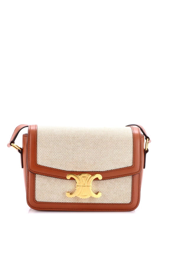Pre-Owned Triomphe Shoulder Bag Canvas with Leather Teen By Rebag