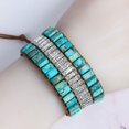 thumbnail image 5 of GHSDFBB Boho Handmade Natural Stone Bead 3 Row Wide Wrap Wrist Statment Bracelet Jewelry Collection, 5 of 5