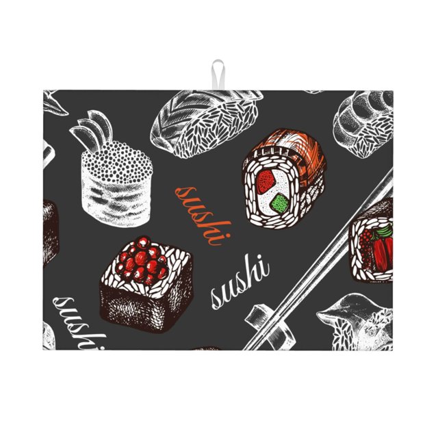 Balery Japanese Sushi Hashi Alfombrilla de Secado para Cocina, 18x24 Pulgadas, Súper Absorbente para Platos y Encimeras
