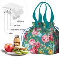 thumbnail image 4 of Pioneer Flower Floral Print Pattern Drawstring Lunch Bag Women - Drawstring Lunch Bag Insulated for Work Office - Stain-Resistant Large Lunchbags for Women with Multi-Pockets, 4 of 6